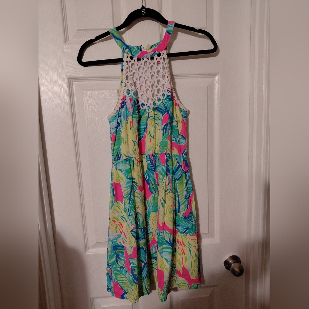 Lilly Pulitzer Kinley Dress Holy Grail Print Pink Sunset Ladies Size 2 Sun Dress